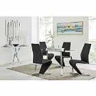 Furniture Box Cosmo Chrome Glass Dining Table And 4 x Black Willow Dining Chairs Set