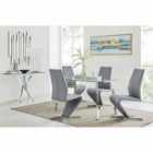Furniture Box Cosmo Chrome Glass Dining Table And 4 x Elephant Grey Willow Dining Chairs Set