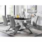 Furniture Box Giovani High Gloss And Glass Dining Table And 6 x Elephant Grey Willow Chairs Set