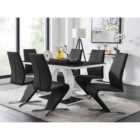 Furniture Box Giovani High Gloss And Glass Dining Table And 6 x Black Willow Chairs Set