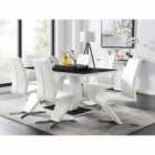 Furniture Box Giovani High Gloss And Glass Dining Table And 6 x White Willow Chairs Set
