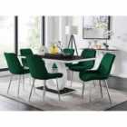 Furniture Box Giovani 6 Seater Black Dining Table & 6 x Green Pesaro Silver Leg Chairs