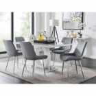 Furniture Box Giovani 6 Seater Grey Dining Table & 6 x Grey Pesaro Silver Leg Chairs