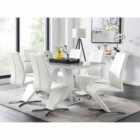 Furniture Box Giovani Grey White Modern High Gloss And Glass Dining Table And 6 x White Willow Chairs Set