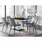 Furniture Box Giovani 6 Seater Black Dining Table & 6 x Grey Pesaro Black Leg Chairs