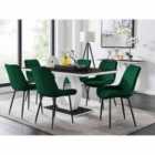 Furniture Box Giovani 6 Seater Black Dining Table & 6 x Green Pesaro Black Leg Chairs