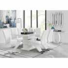 Furniture Box Apollo Rectangle White High Gloss Chrome Dining Table And 6 x White Willow Chairs Set