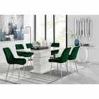Furniture Box Apollo 6 Seater Table and 6 x Green Pesaro Silver Leg Chairs