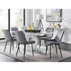 Furniture Box Giovani 6 Seater Grey Dining Table & 6 x Grey Pesaro Black Leg Chairs