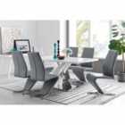Furniture Box Atlanta Modern Rectangle Chrome Metal High Gloss White Dining Table And 6 x Elephant Grey Willow Chairs Set