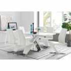 Furniture Box Atlanta Modern Rectangle Chrome Metal High Gloss White Dining Table And 6 x White Willow Chairs Set
