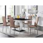 Furniture Box Giovani High Gloss And Glass Dining Table And 6 x Cappuccino Milan Chairs Set