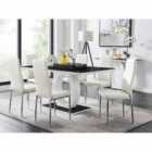 Furniture Box Giovani High Gloss And Glass Dining Table And 6 x White Milan Chairs Set