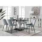 Furniture Box Florini V Black Dining Table and 6 x Grey Pesaro Black Leg Chairs