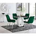 Furniture Box Giovani Round Black 100cm Table and 4 x Green Pesaro Silver Leg Chairs