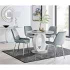 Furniture Box Giovani Round Grey 100cm Table and 4 x Grey Pesaro Silver Leg Chairs