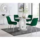Furniture Box Giovani Round Grey 100cm Table and 4 x Green Pesaro Silver Leg Chairs