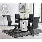 Furniture Box Giovani High Gloss And Glass 100cm Round Dining Table And 4 x Black Willow Chairs Set