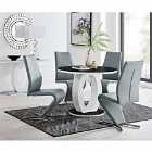 Furniture Box Giovani High Gloss And Glass 100cm Round Dining Table And 4 x Elephant Grey Willow Chairs Set