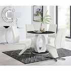 Furniture Box Giovani High Gloss And Glass 100cm Round Dining Table And 4 x White Willow Chairs Set