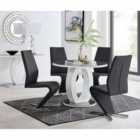 Furniture Box Giovani Grey White High Gloss And Glass 100cm Round Dining Table And 4 x Black Willow Chairs Set