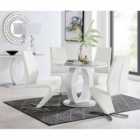 Furniture Box Giovani Grey White High Gloss And Glass 100cm Round Dining Table And 4 x White Willow Chairs Set