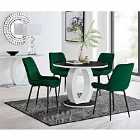 Furniture Box Giovani Round Black 100cm Table and 4 x Green Pesaro Black Leg Chairs