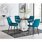 Furniture Box Giovani Round Black 100cm Table and 4 x Blue Pesaro Black Leg Chairs