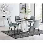 Furniture Box Giovani Round Black 100cm Table and 4 x Grey Pesaro Black Leg Chairs