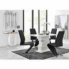 Furniture Box Apollo Rectangle White High Gloss Chrome Dining Table And 4 x Black Willow Chairs Set