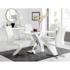 Furniture Box Atlanta White High Gloss And Chrome Metal Rectangle Dining Table And 4 x White Willow Dining Chairs Set