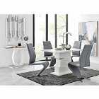 Furniture Box Apollo Rectangle White High Gloss Chrome Dining Table And 4 x Elephant Grey Willow Chairs Set