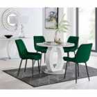 Furniture Box Giovani Round Grey 100cm Table and 4 x Green Pesaro Black Leg Chairs