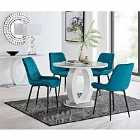 Furniture Box Giovani Round Grey 100cm Table and 4 x Blue Pesaro Black Leg Chairs