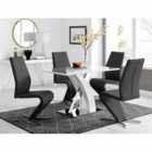 Furniture Box Atlanta White High Gloss And Chrome Metal Rectangle Dining Table And 4 x Black Willow Dining Chairs Set
