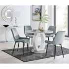 Furniture Box Giovani Round Grey 100cm Table and 4 x Grey Pesaro Black Leg Chairs