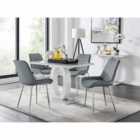 Furniture Box Giovani 4 Seater Grey Dining Table & 4 x Grey Pesaro Silver Leg Chairs