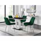Furniture Box Giovani 4 Seater Black Dining Table & 4 x Green Pesaro Silver Leg Chairs