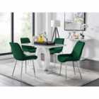Furniture Box Giovani 4 Seater Grey Dining Table & 4 x Green Pesaro Silver Leg Chairs