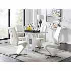 Furniture Box Giovani Grey White Modern High Gloss And Glass Dining Table And 4 x White Willow Chairs Set