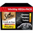 Sheba Fresh & Fine Wet Cat Food Pouches Poultry in Gravy Mega Pack 50 x 50g