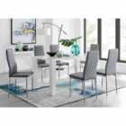 Furniture Box Pivero White High Gloss Dining Table And 6 x Grey Milan Chairs Set