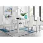 Furniture Box Pivero White High Gloss Dining Table And 6 x White Milan Chairs Set