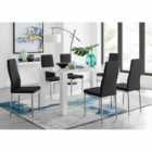 Furniture Box Pivero White High Gloss Dining Table And 6 x Black Milan Chairs Set
