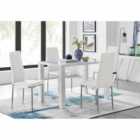 Furniture Box Pivero White High Gloss Dining Table and 4 x White Milan Chairs Set