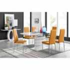 Furniture Box Renato 6 Seater Extending Table And 8 x Mustard Milan Chairs