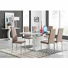 Furniture Box Renato 120cm High Gloss Extending Dining Table and 6 x Cappuccino Milan Chairs