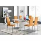 Furniture Box Renato 120cm High Gloss Extending Dining Table and 6 x Mustard Milan Chairs