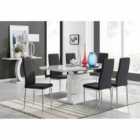 Furniture Box Renato 120cm High Gloss Extending Dining Table and 6 x Black Milan Chairs