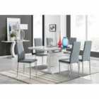 Furniture Box Renato 120cm High Gloss Extending Dining Table and 6 x Grey Milan Chairs